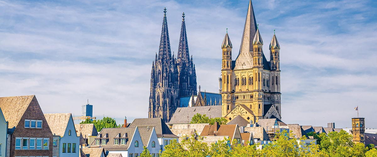 Cologne Cathedral and St Martin's Church on the city's skyline